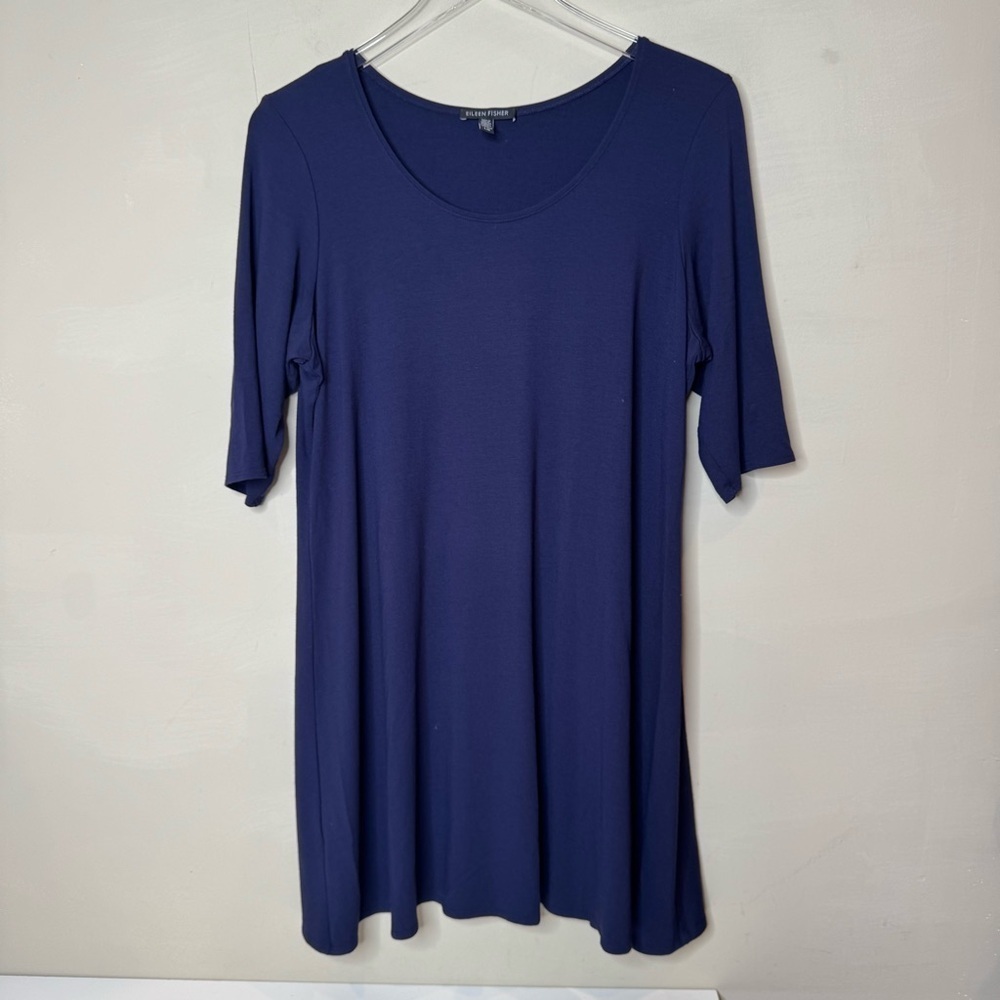 Eileen Fisher Jersey Knit Tunic Scoop Neck Elbow Sleeve size Large